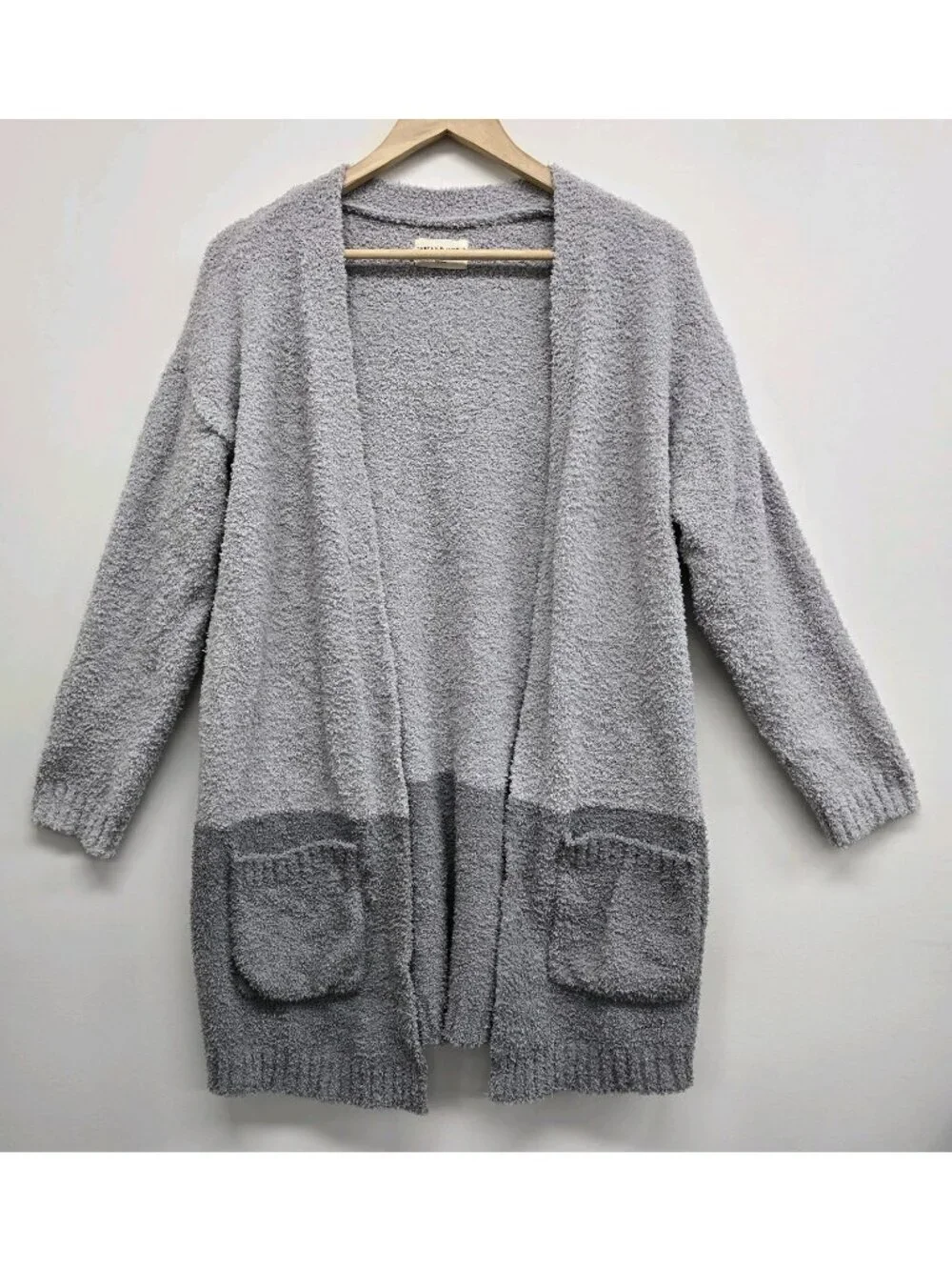 Thread & Supply Open Front Grey Cardigan OSFM Lightweight Super Fuzzy Cozy